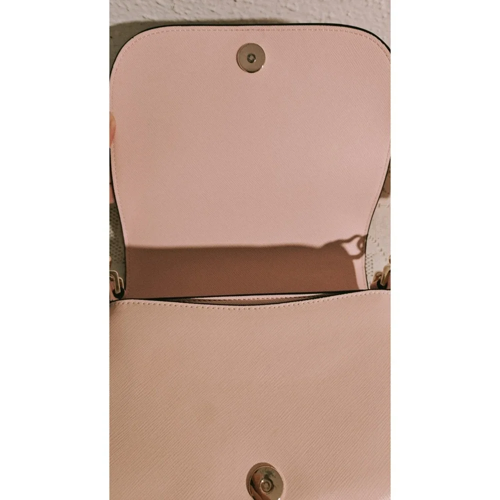 Kate Spade Madison Saddle Bag Light Pink Saffiano Leather Purse Pre Owned